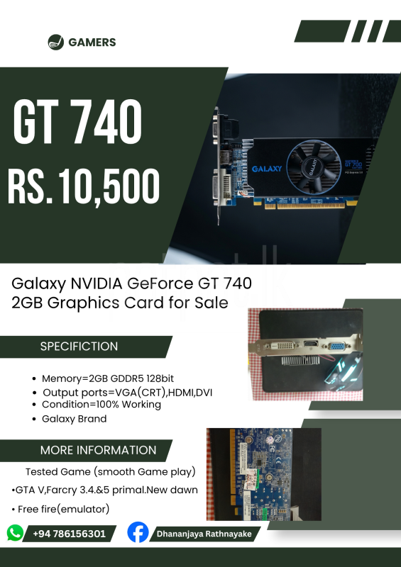 Galaxy NVIDIA GeForce GT 740 2GB Graphics Card for  Sale❤️🎮