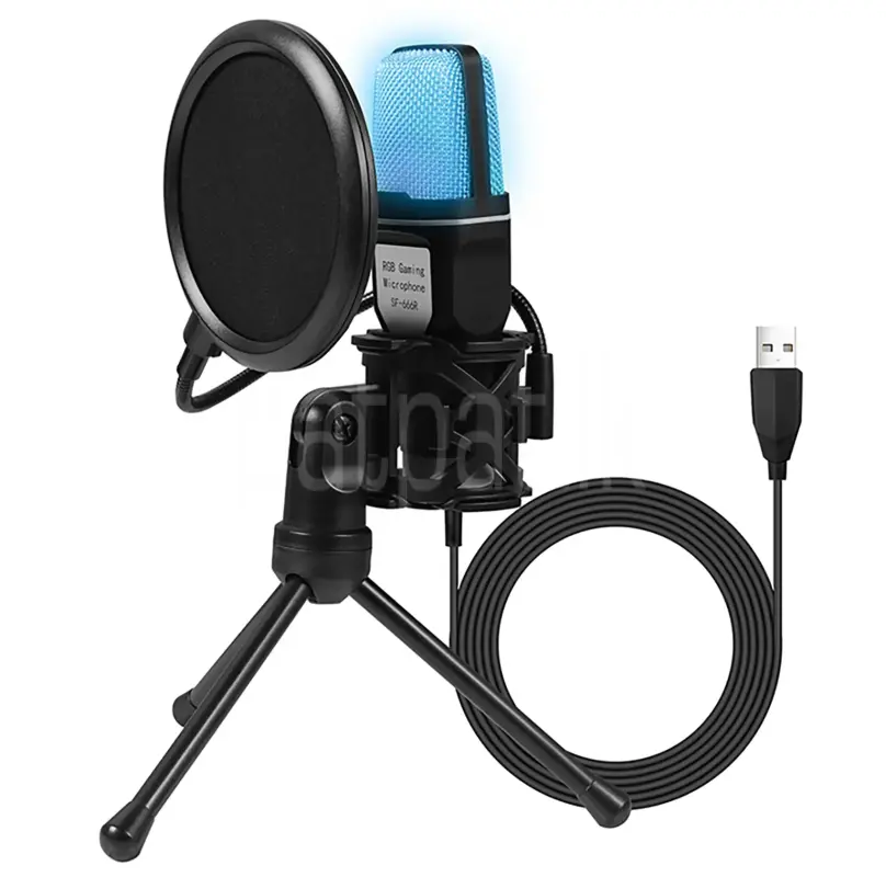 USB Microphone RGB Microphone Condenser Wire Gaming Mic for Podcast Recording Studio Streaming Laptop Desktop PC