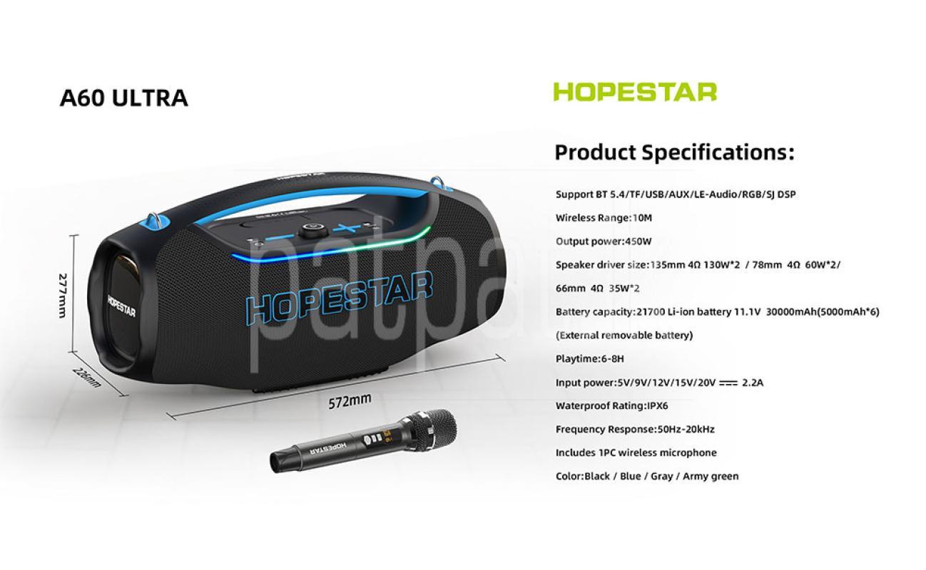 Hopestar A60 Ultra High Power Outdoor Boombox Speakers (450W)