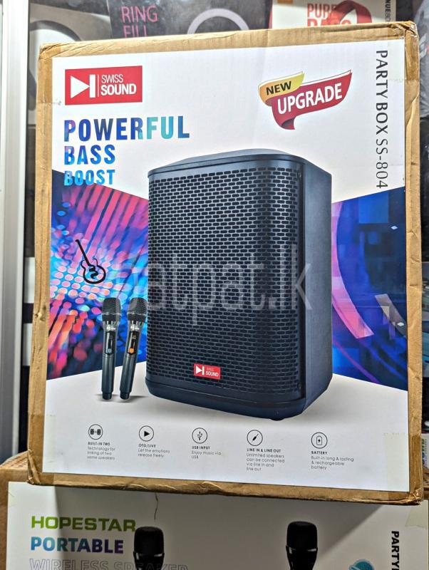 Swiss Sound SS-804 High Power Outdoor Professional Karaoke Speakers with Dual Mic (150W)