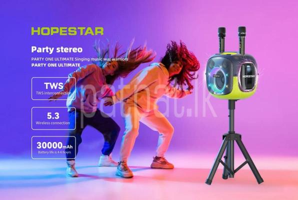 Hopestar PartyOne Ultimate High Power Outdoor Party Speakers with Dual Mic,Stand (240W)