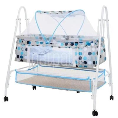 BayLand 208 Comfort Cradle Cot - New Born Baby Swing Cradle with Mosquito Net & Wheel (Pink) | Baeby