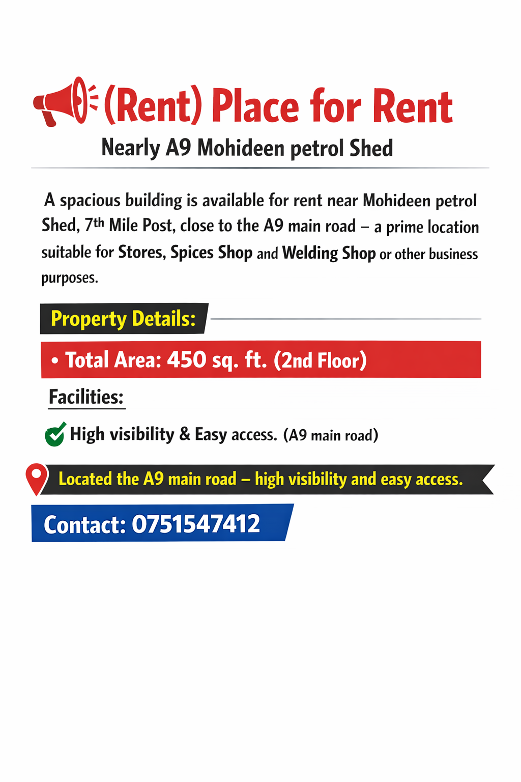 Warehouse / Storage for Rent in Akurana