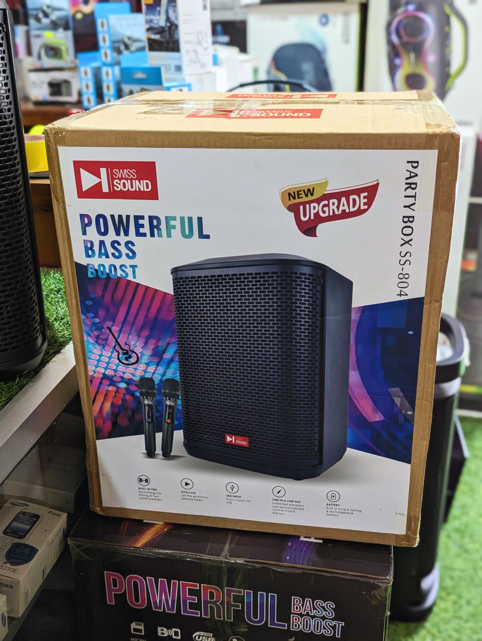 Swiss Sound SS-804 High Power Outdoor Party Speakers with Dual Mic (150W)