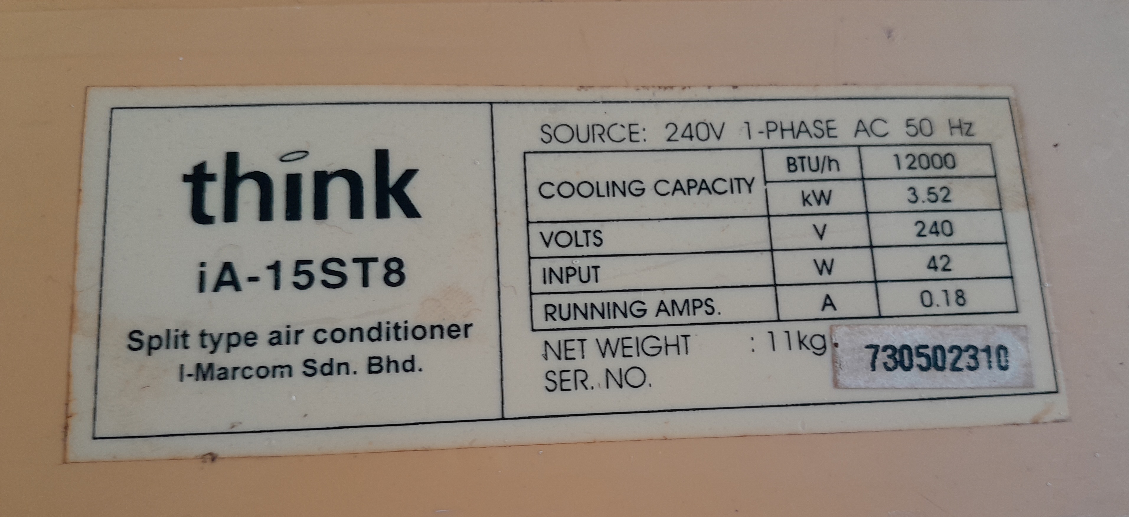 THINK Brand 12,000 BTU Split AC