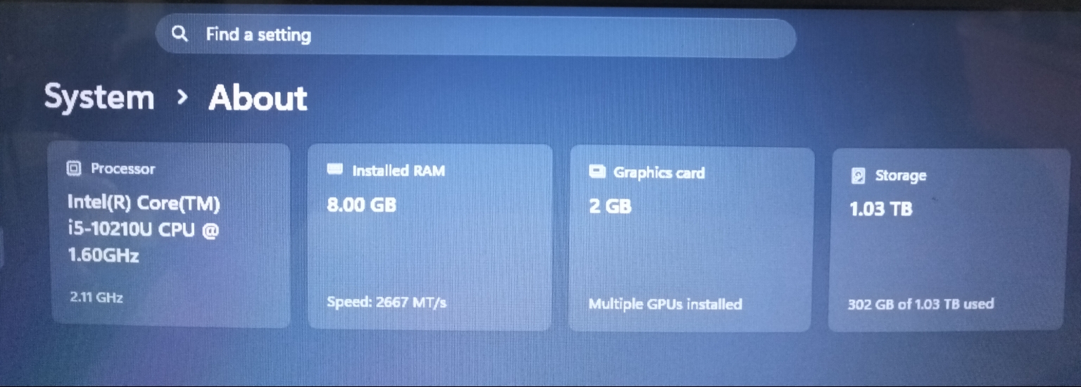 i5 10th Gen, 8 GB RAM, 1 TB + 128 GB SSD Acer Asprie A315