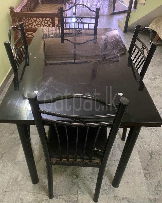 Black Glass top Dining Table with 4 Chairs ads-image-1