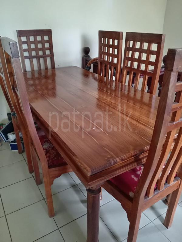 Teak wood (Thakka) Dining Table with Six Chairs for sale