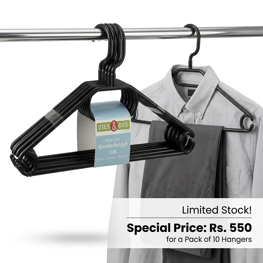 Plastic Hangers (Black, 10-Piece Set)