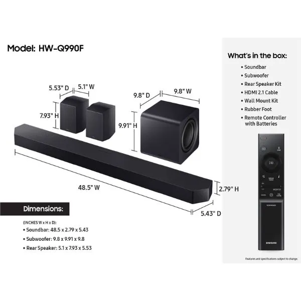 Samsung Q990F Premium Dolby Atmos Soundbar