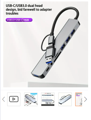 8 in 2 USB +Type C HUB Docking Station with 3.5mm Audio Jack Adapter Micro SD Card Reader Laptop Tablet Phone Disk Converter
