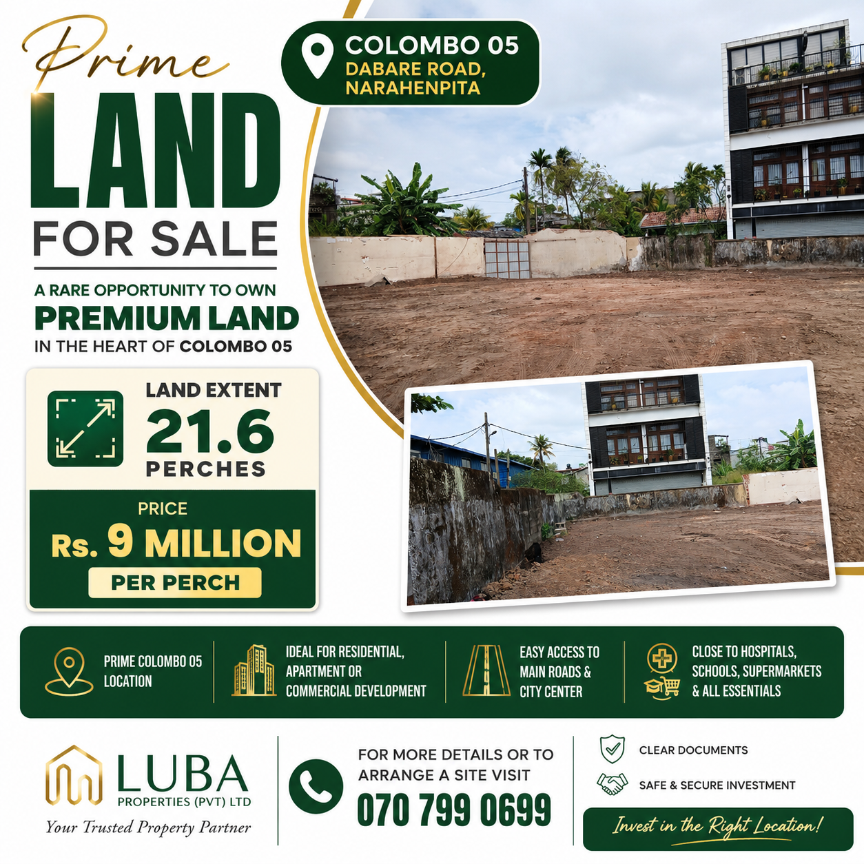 Residential Land for Sale in Narahenpita (Colombo 05)