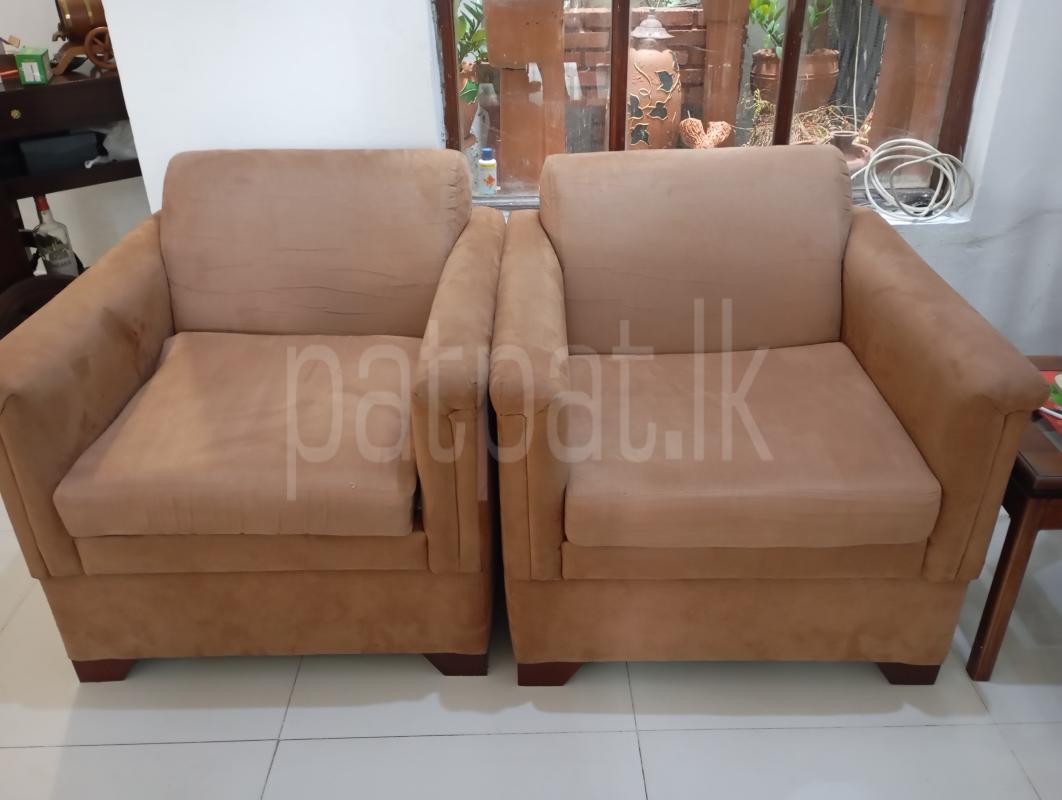 Two Single Seater Sofas with Velvet fabric ads-image-1