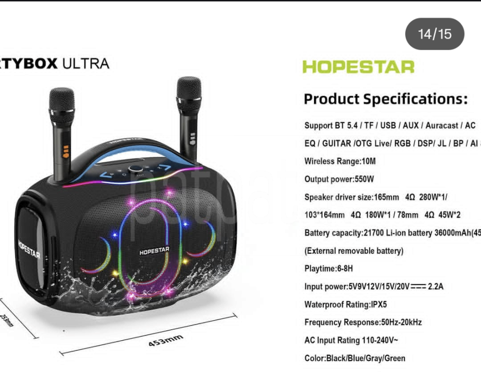Hopestar Partybox Ultra 550W High Power Outdoor AC/DC
