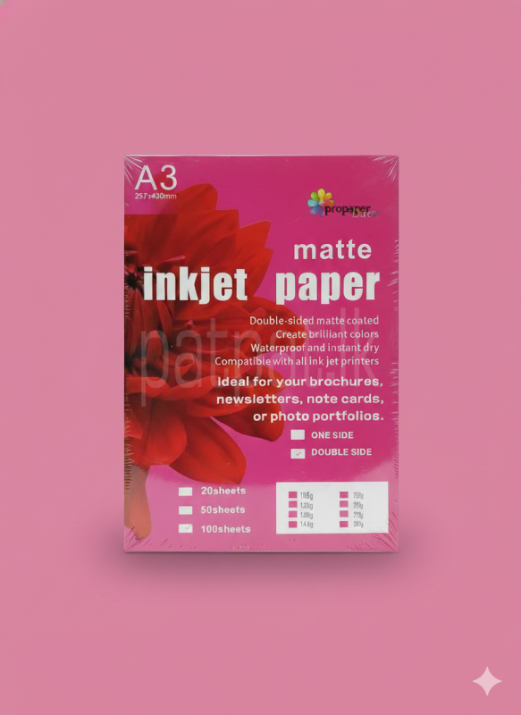 A3 Matte Paper for Printer - 100 Sheets 108GSM Instant Dry Printing Picture Paper