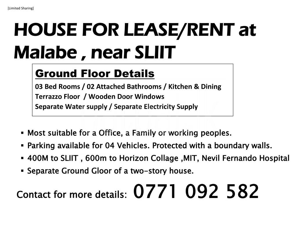 House for Rent in Malabe