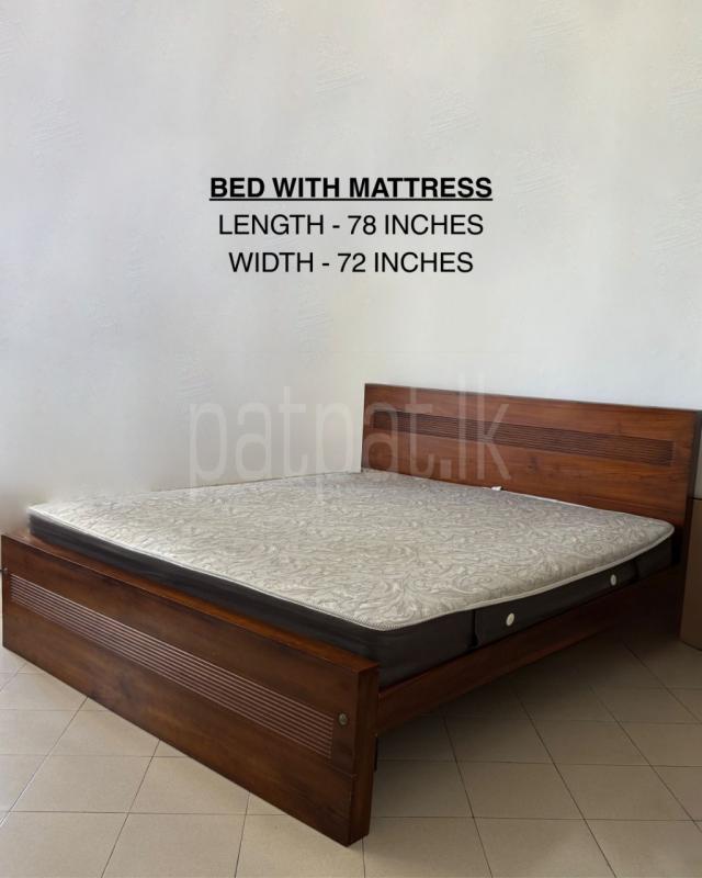 Teak King Size Bed with Mattress 72 x 78 inches - Fairly New