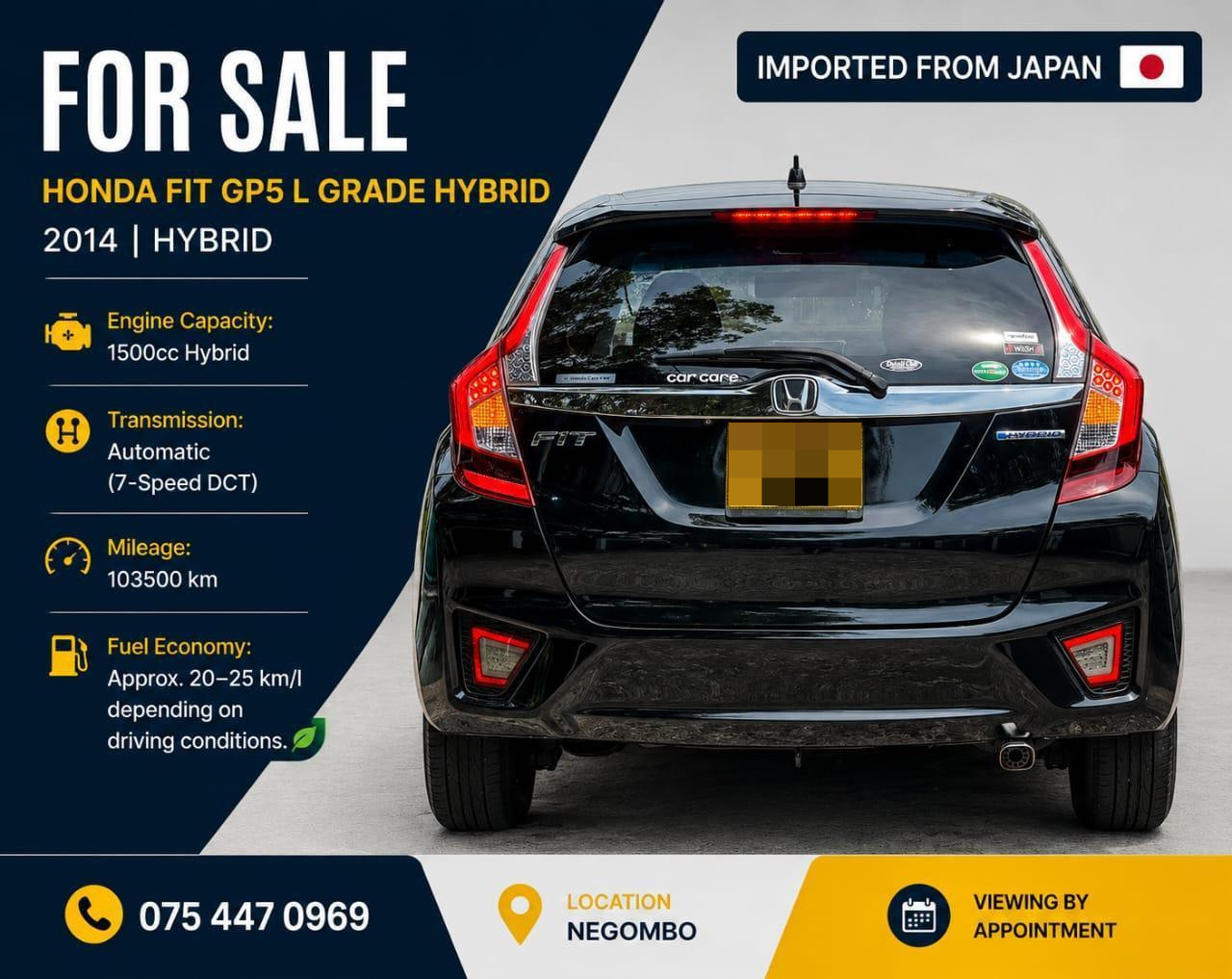 Honda Fit 2014 - பயன்படுத்தப்பட்டது கார் sale in Sri Lanka - patpat.lk