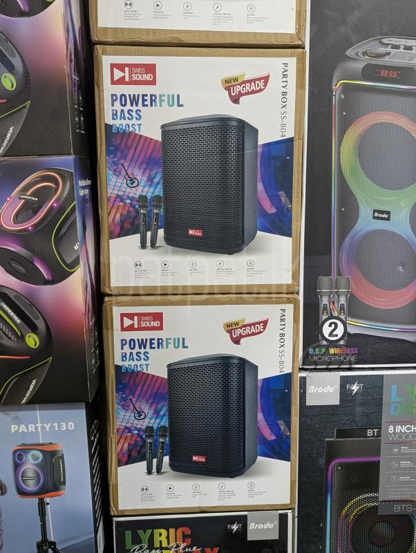 Swiss Sound SS-804 Outdoor Professional Karaoke Speakers with Dual Mic (150W,AC/DC)