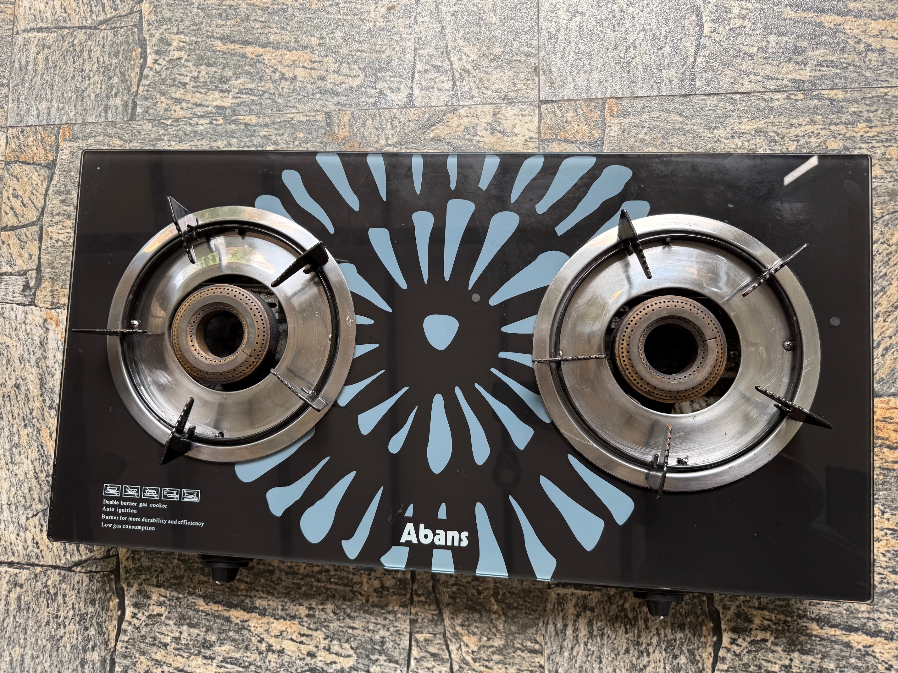 Abans Double Burner Glass Top Gas Cooker