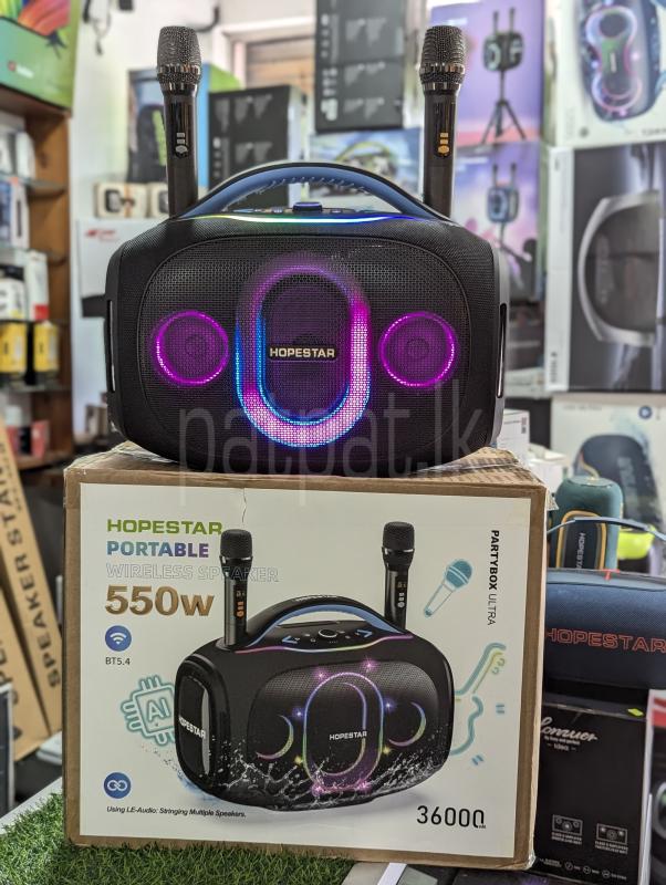 Hopestar Partybox Ultra Speakers with Dual Mic (550W,AC/DC)