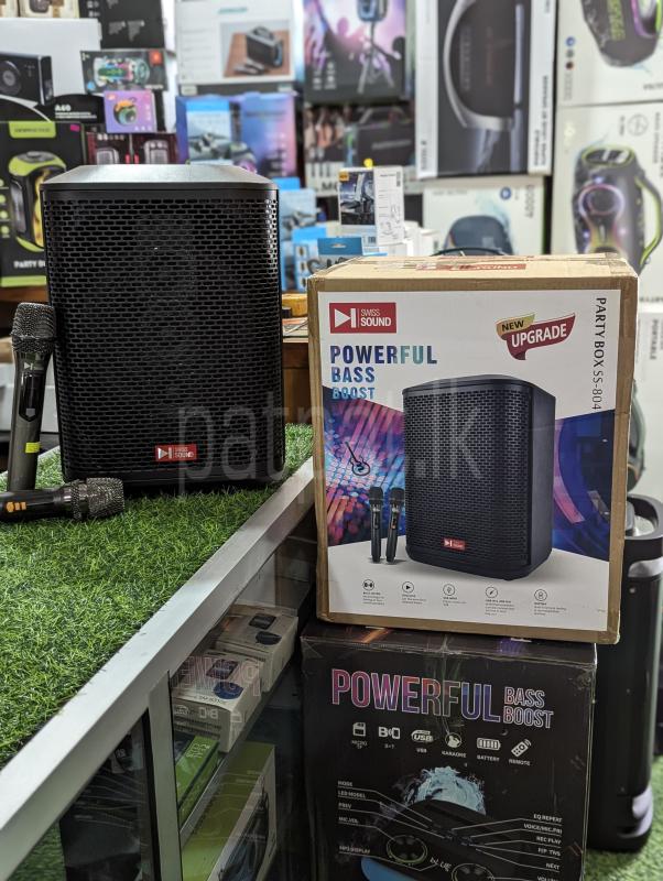 Swiss Sound SS-804 Outdoor Professional Karaoke Speakers with Dual Mic (150W,AC/DC)