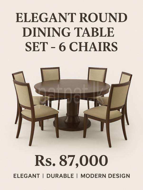 Elegant Round Dining Table Set – 6 Chairs ads-image-1