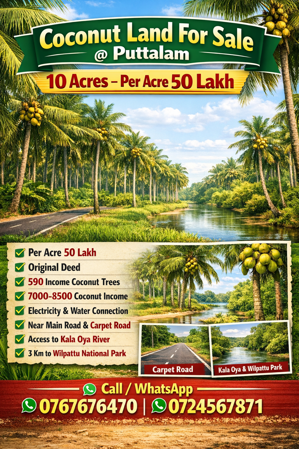 Agricultural Land for Sale in Puttalam