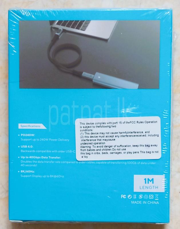 USB4 Cable with 240W PD & 8K Display - 40Gbps