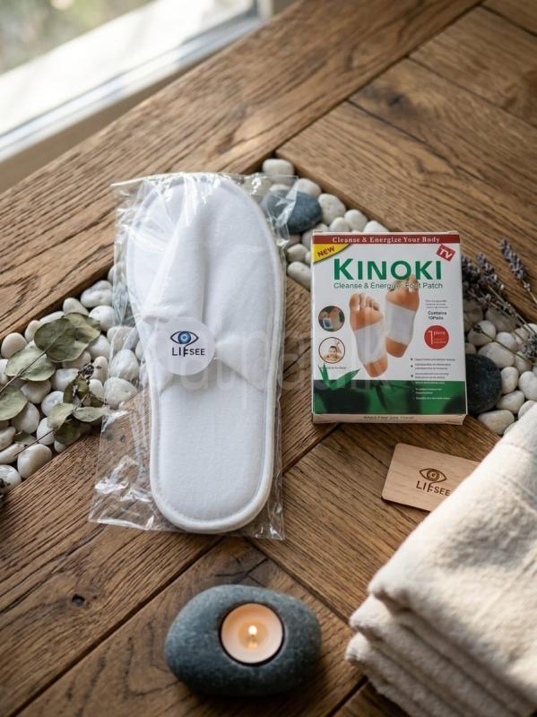 Relax Wellness Set Spa Slippers Detox Foot Patches Hotel Travel Kit