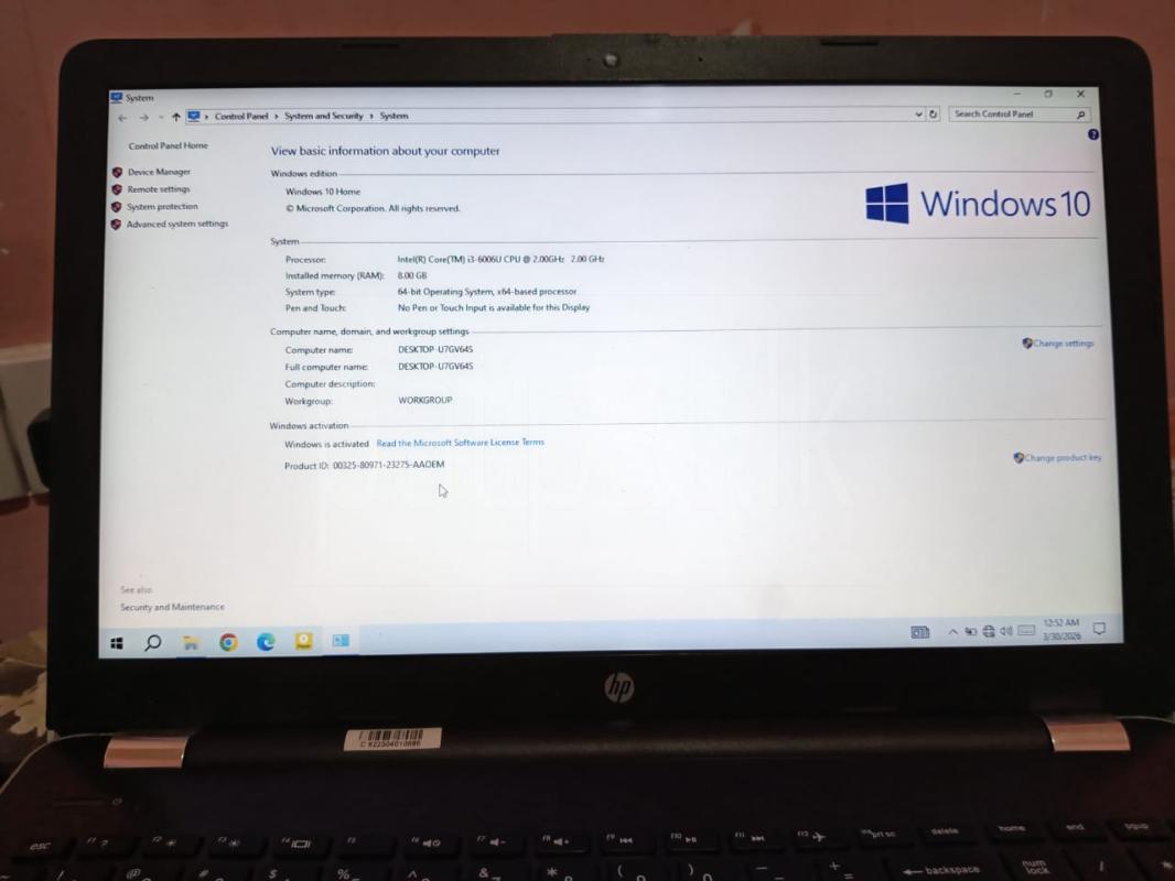 HP Laptop (Intel i3 6th Gen, 8GB RAM, SSD + HDD)