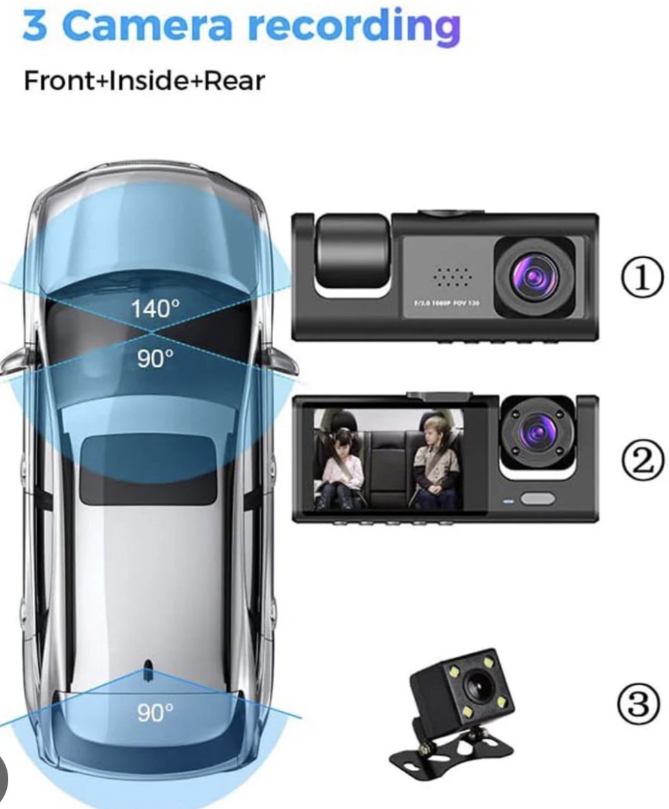 Car Dash Camera 2k (03 Way view)