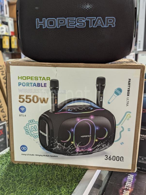 Hopestar Partybox Ultra 550W High Power Outdoor AC/DC Karaoke Speakers with Dual Mic