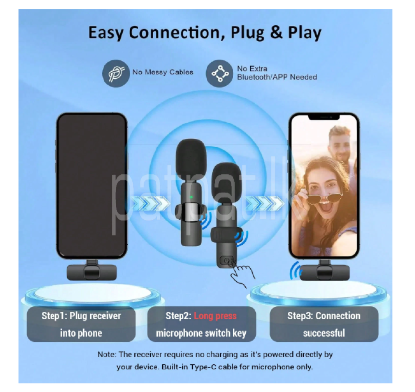 HITOZON Professional Wireless Lavalier Microphone,