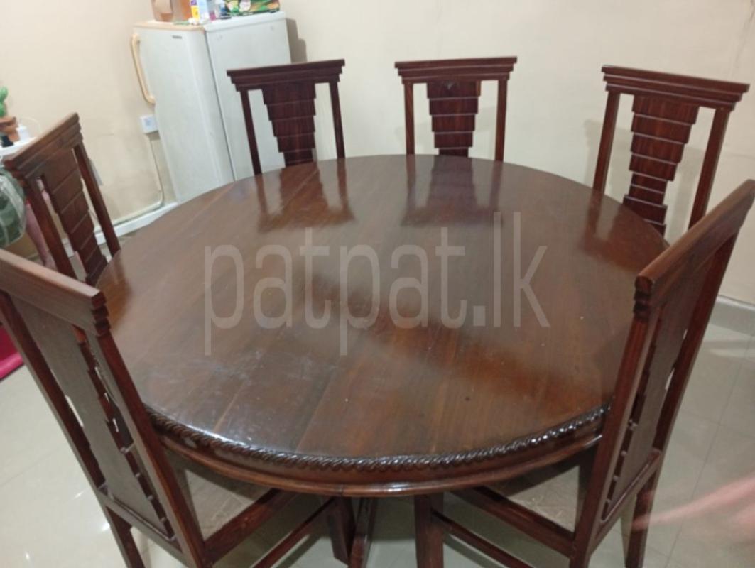 Teak Round Dining Table with 6 Chairs