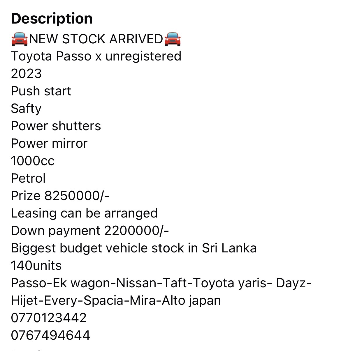 Toyota Passo 2023 - Brand New Car sale in Sri Lanka - patpat.lk
