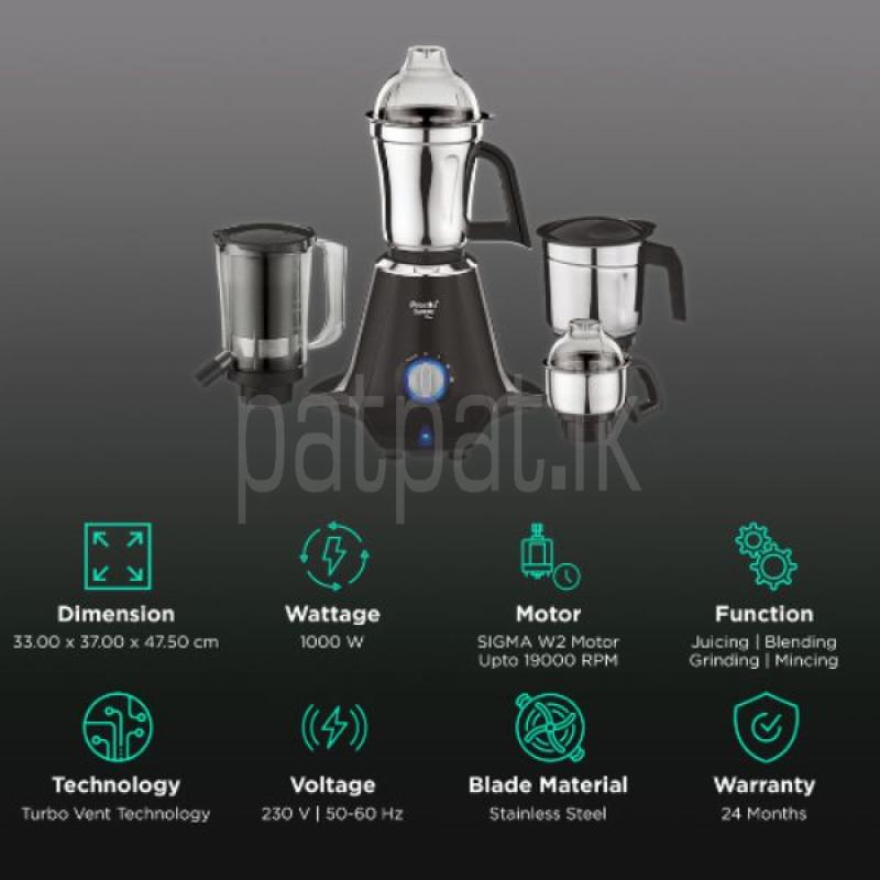 Preethi Taurus Plus 1000 Watts , 4 Jars with Super Extractor, (Black)