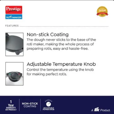 PRESTIGE PRM 3.0 Plain Plate Roti Maker with Power Indicator