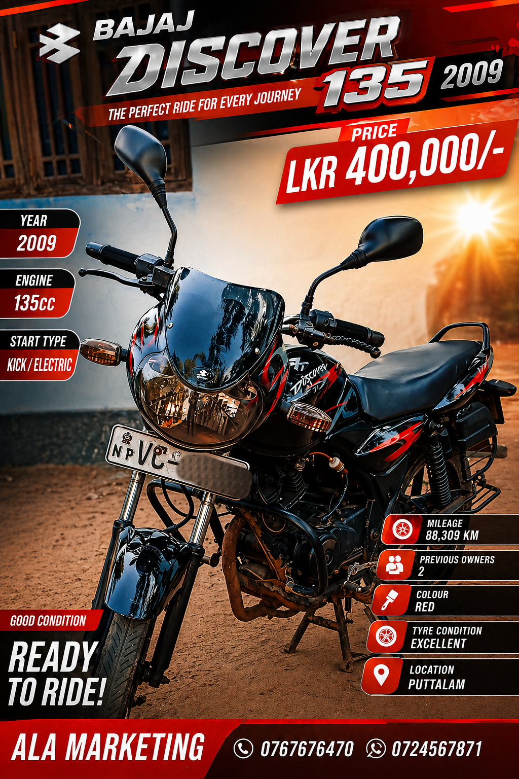 Bajaj Discover 2009 - Used Bike sale in Sri Lanka - patpat.lk