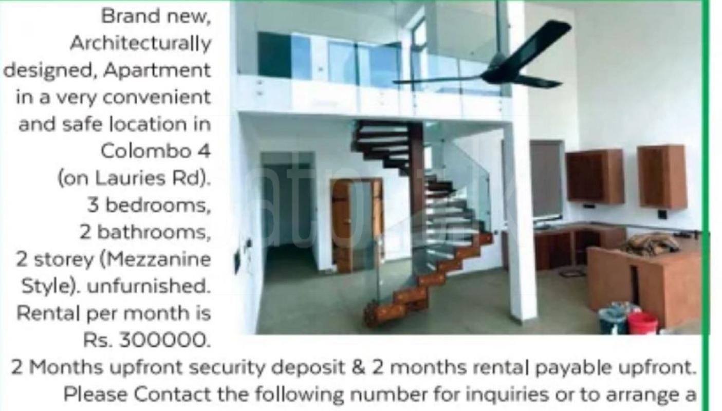 Unfurnished Apartment for Rent in Bambalapitiya (Colombo 04) ads-image-1