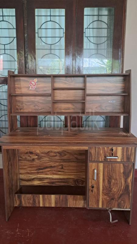 Modern Melamine Study Table with Bookshelf & Lockable Storage – Well Maintained