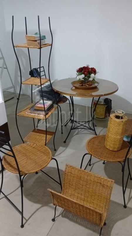 Elegant Cane & Metal Dining Set with Table ads-image-1