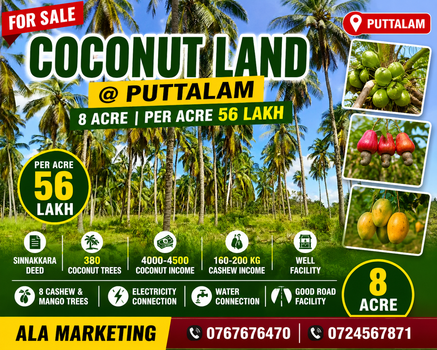 Agricultural Land for Sale in Puttalam