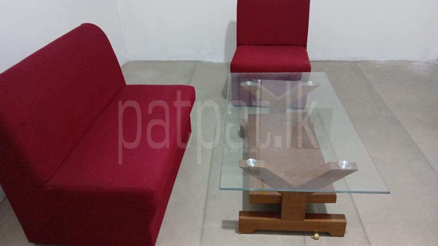 Compact Sofa Set with Glass Coffee Table ads-image-1